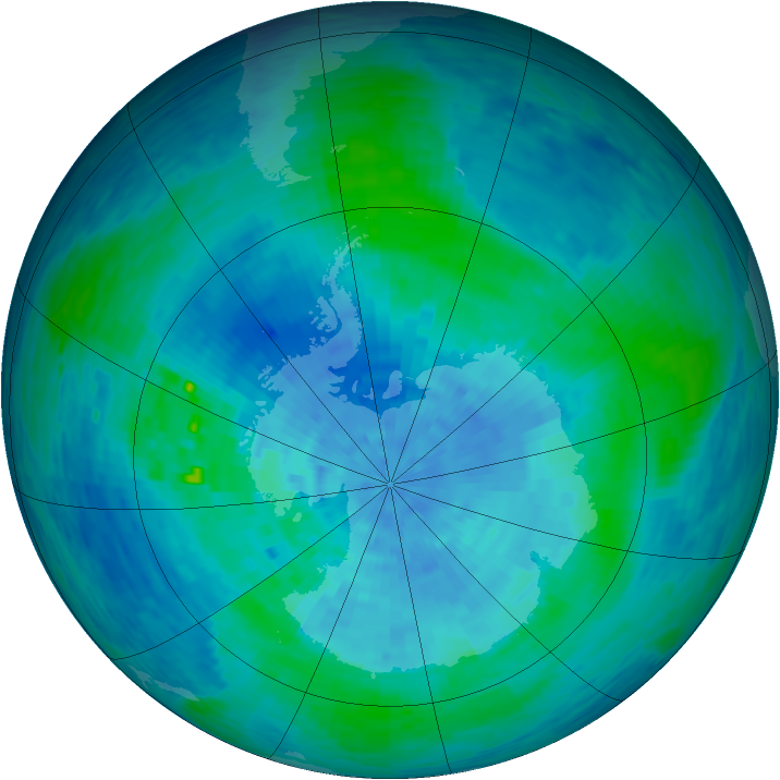 Antarctic ozone map for 01 March 1994
